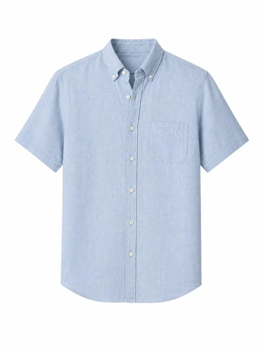 J Crew Men Linen Short Sleeve XL Button Down Cotton Light Blue Shirt Slim Fit